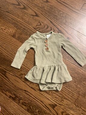 Posh Peanut Sage Green Waffle Knit Twirl Bodysuit